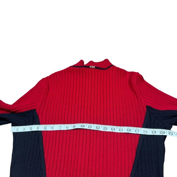 St. John Sport By Marie Red Black Knit Full Zip Y2K Sport Women's Size M-L - Picture 9 of 13